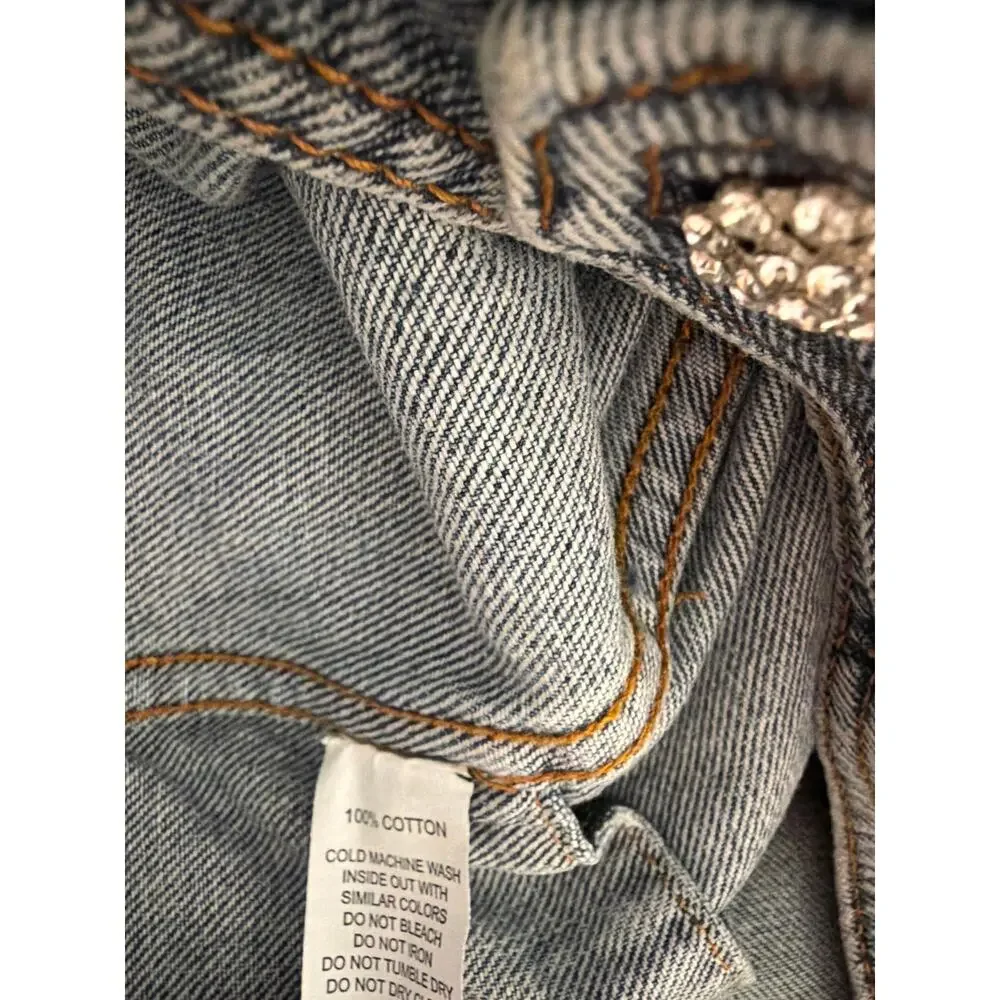 NWT Amanda Uprichard Greyson rhinestone denim jean vest sz S - Picture 5 of 6